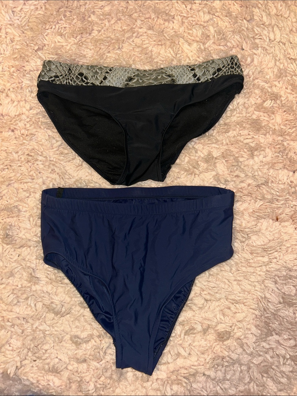 Women’s Bikini Bottoms - Black with Snake Trim & Navy